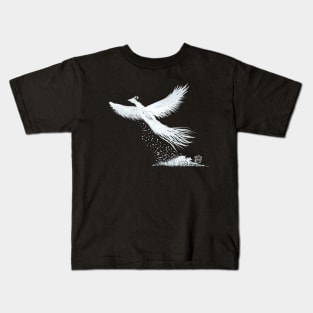 White Phoenix raising from the ashes Kids T-Shirt